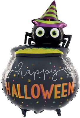Foil Balloon Happy Halloween Cauldron Spider 51X79