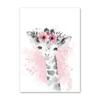 Acquerello Fiore Animale Tela Pittura Asilo Nido Rosa Baby Arte Murale Nordico Poster Stampe Zebra Elefante Giraffa Decor Immagini