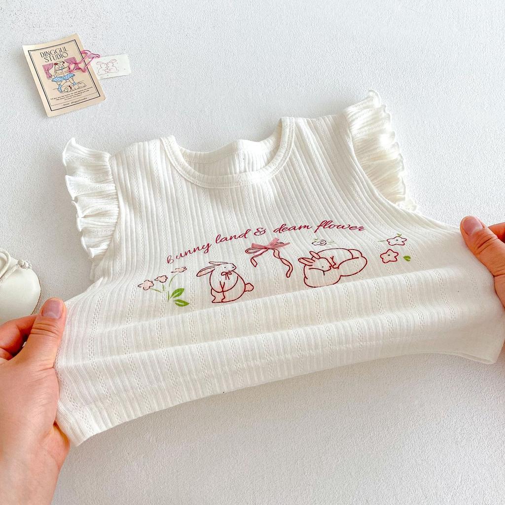 Baby Girls Cute Rabbit Print T Shirt Summer Short Sleeve Casual Fashion Top