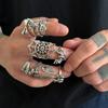 Punk Style Spider Web Ring Men's High-end Fashion Personality Skull Ring Set Dark Ring