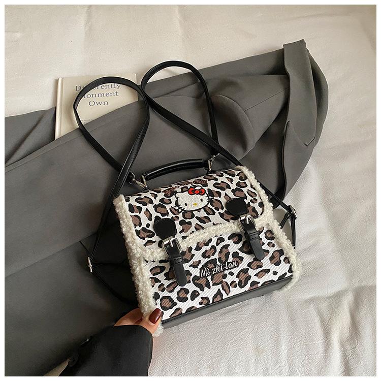 Cartoon Cute Cat Girl Backpack Retro Leopard Print Kindergarten Baby Schoolbag Autumn And Winter Children'S Backpack