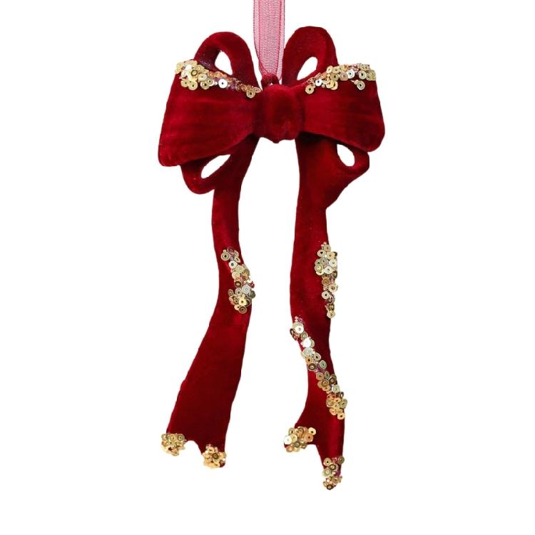 Sequins Velvety Deer/Butterfly/Snowflake/Wreath Hanging Ornament For Mantels Staircase Window Christmas Tree Decoration