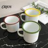 Enamel Coffee Mug for Camping Mug, Simple Style, with Multi-color Contrasting Rim, 360ml Compact Drinkware Gear Capacity Drinking Tea And Hot