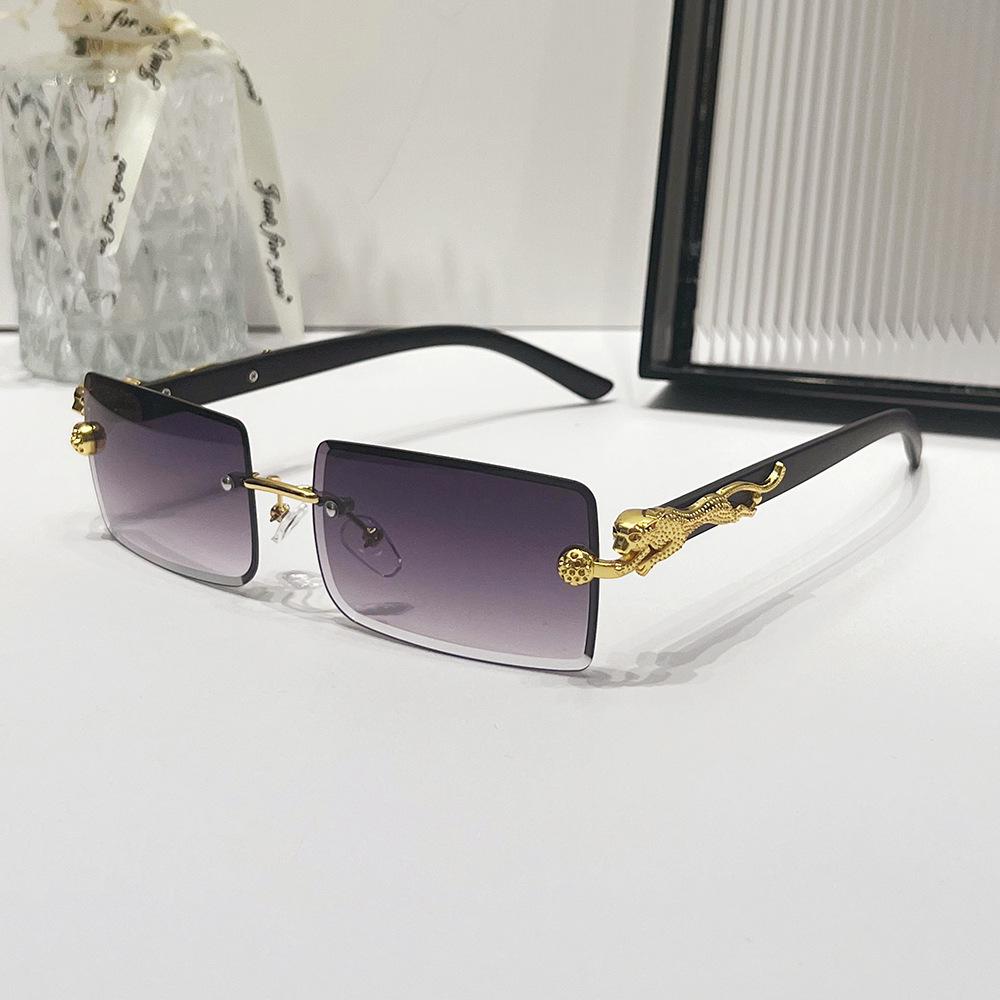 2024 Frameless Leopard Print Square Sunglasses – European & American Style