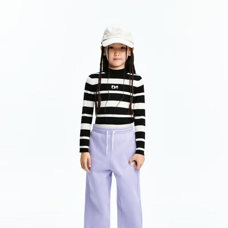 Little MO&Co. Girls  Striped Ribbed Wool Blend Sweater 130