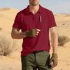 Men's Solid-color Classic Lapel Short-sleeved  Sporty Casual Shirt Top