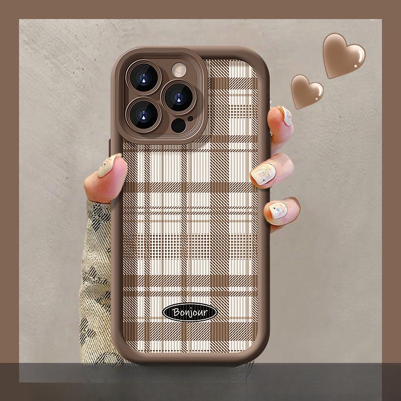 

Клетчатый шнурок Love Bow Doll, подходящий для Apple 13, чехол для мобильного телефона Iphone14PRO Lambskin X, устойчивый к падению iPhone 6 plus/6s Plus