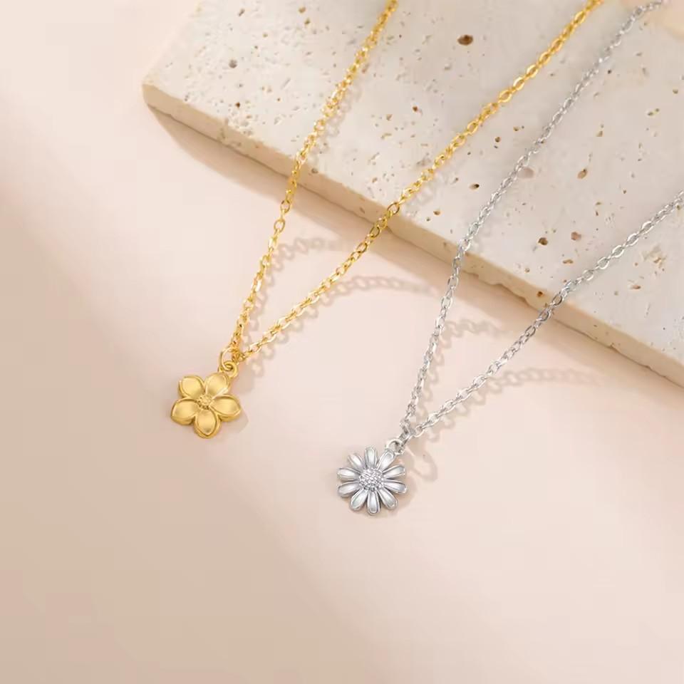 Daisy Sunflower Pendant Necklace Floral Jewelry Gift For Women And Girls