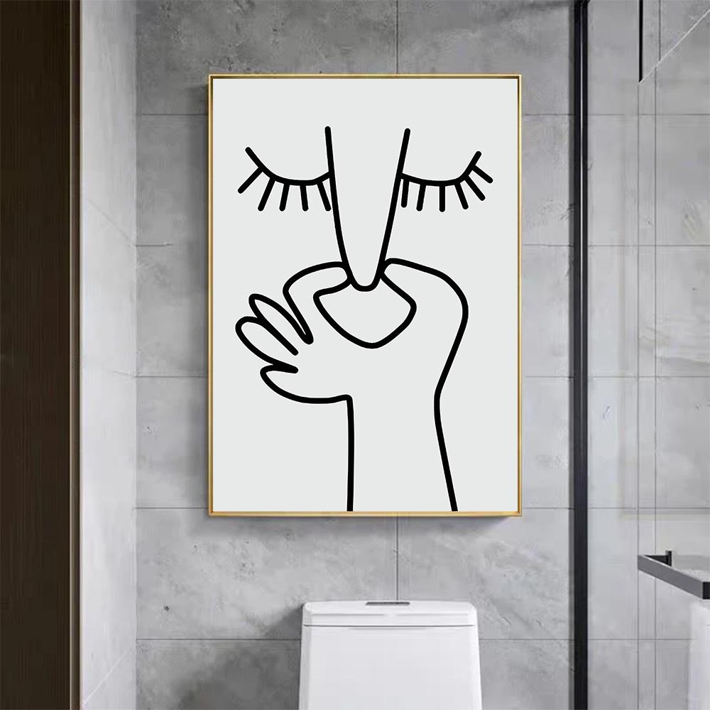 Bad Geruch Humor Badezimmer Poster Minimalist Wand Kunst Abstrakte Leinwand Malerei Druck Schwarz Weiß Bild für WC Toilette Zimmer Dekor