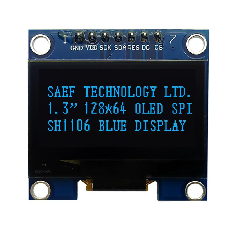 Einfarbige OLED-Display-Module, 1,3 Zoll 128*64 Auflösung 7-Pin Weiß-Blauer Bildschirm Großhandel
