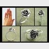Jianjie Charming Rose Floral Shape Women's Rings Ancient Silver Color Classic Party Lady Tail Ring Jewelry Accessories