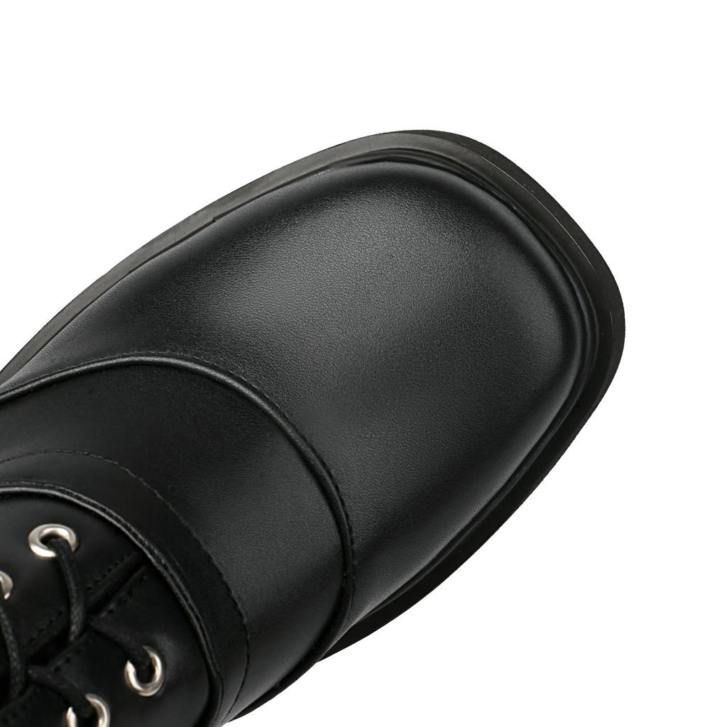 Winter Paltform Boots Women's Punk Silver Black Mid Calf Boots Starts Decor Wedges Shoes