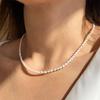 St. Delan European Single-Layer Oval Pearl Necklace, Titanium Steel Clavicle Chain Jewelry