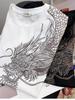 T-shirt Trendy da Uomo a Maniche Corte con Drago di Strass - Stile Celebrità Estivo
