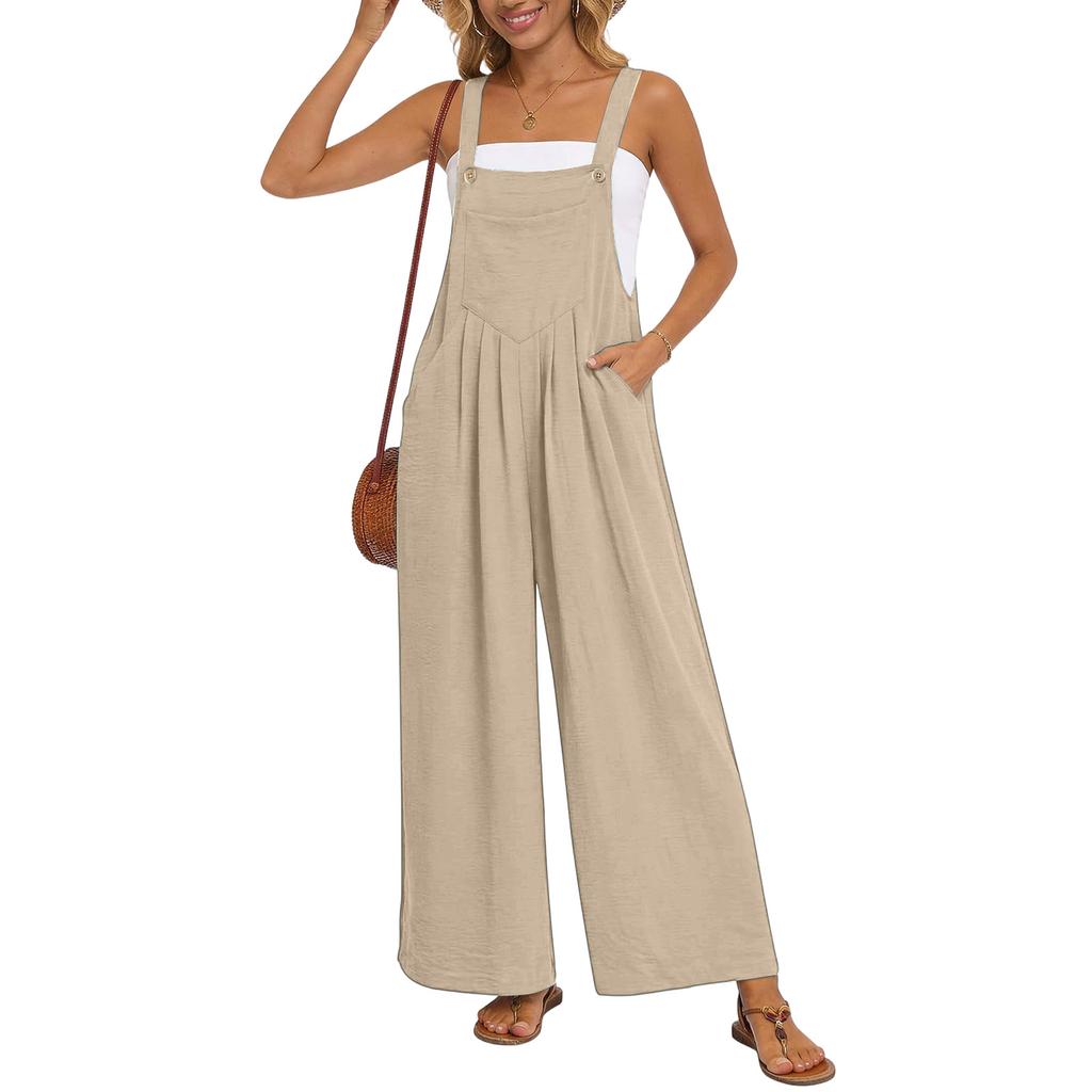 Women's Casual Loose Vintage- Cotton And Linen One-piece Pants With Drawstrings