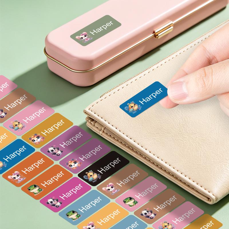Custom Name Stickers - Personalized Waterproof Labels For School Books Pens Pencil Cases Coffee Cups | Fashionable Reusable