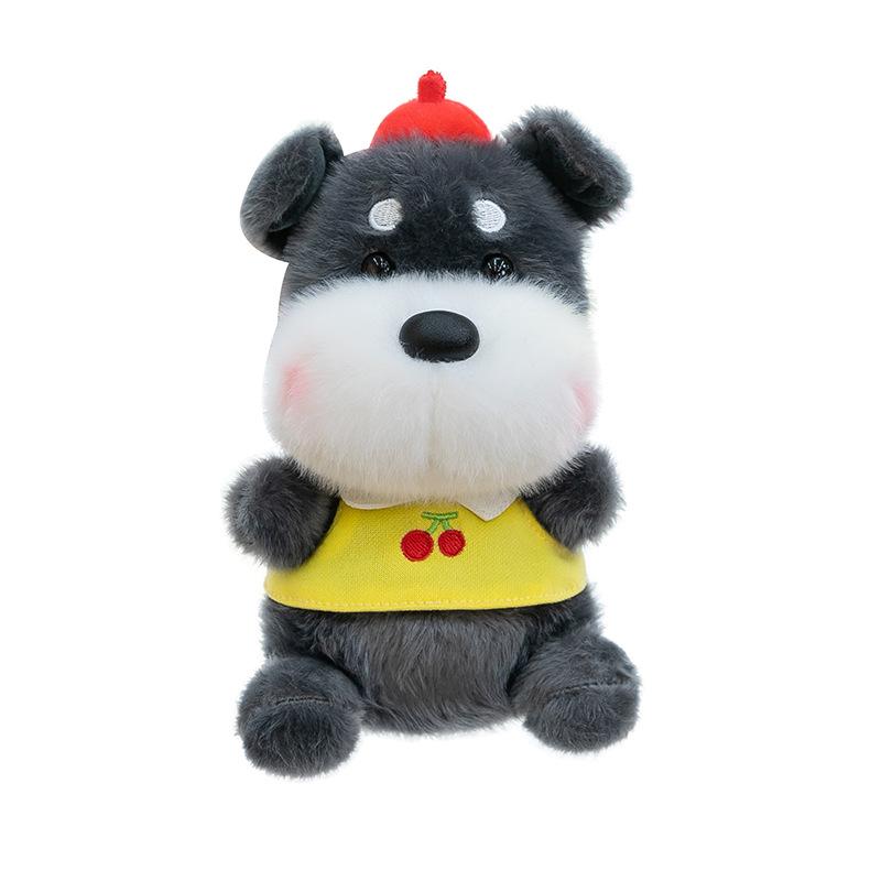 Cute Plush Schnauzer Dog Keychain Simulation Puppy Bag Charm Desktop Ornament Toy