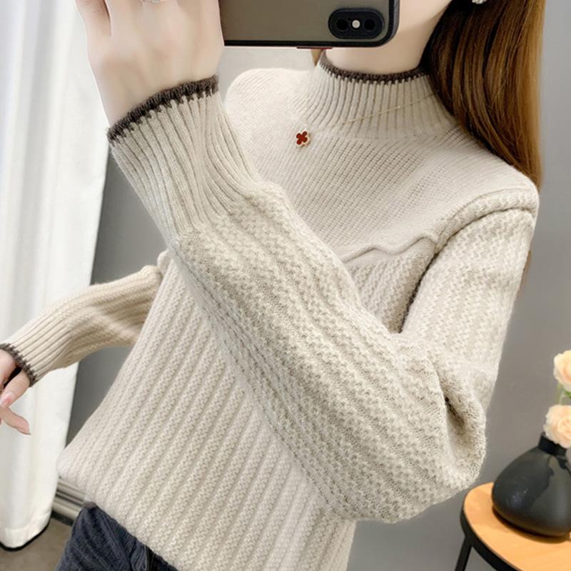 German-colored Sweater Half Turtleneck Sweater Top Autumn and Winter Updated Style Underwear Sweater One size