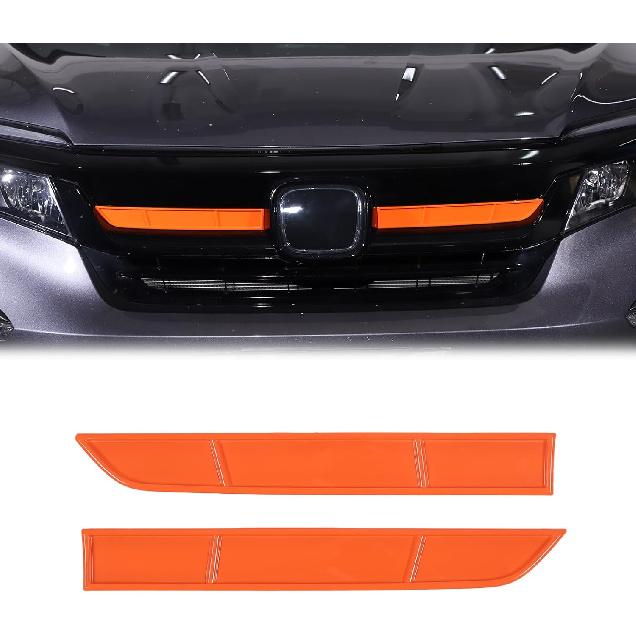 Emblem Front Grille Decals Front Center Grill Grille Cover Trim Fit for Honda Pilot 2015-2022 Front Grille Decorative Strip Car Logo Sticker 2PCS оранжевый