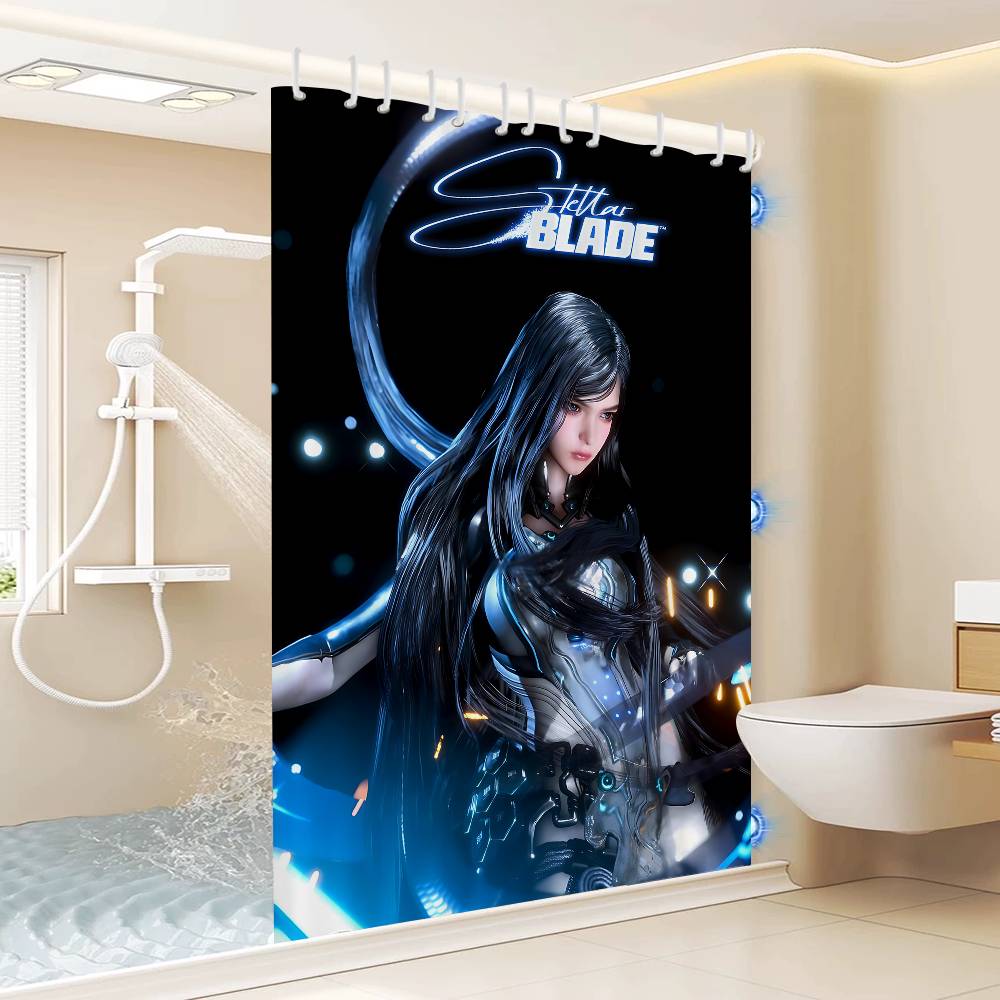 Game Stellar Blade Bathroom Shower Curtain Shielding Partition Shower Curtain Quick Dry Can Be Scrubable Light Opaque Bath