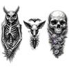 3 Stück Temporäre Tattoos Realistische Temporäre Tattoos Skelettkauz Schädel Mit Schlange Mechanischer Schädel Für Oberschenkel Arme Frauen
