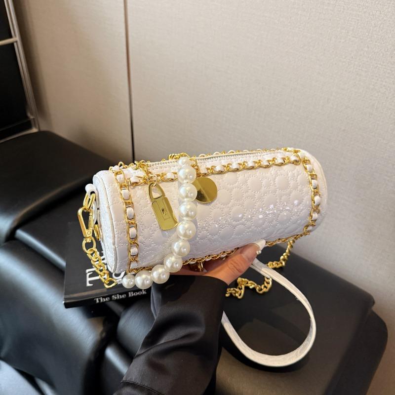 Patent Leather Glossy Women's Bag, Rhombus Embroidery Thread, High-quality Texture Women's Chain Bag, Trendy Versatile Women's Messenger Bag