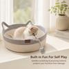 Hand-woven cotton cat basket interactive grinding claw nest with rocking toy tail four seasons breathable pet bed gray cat nest + toy ball small
