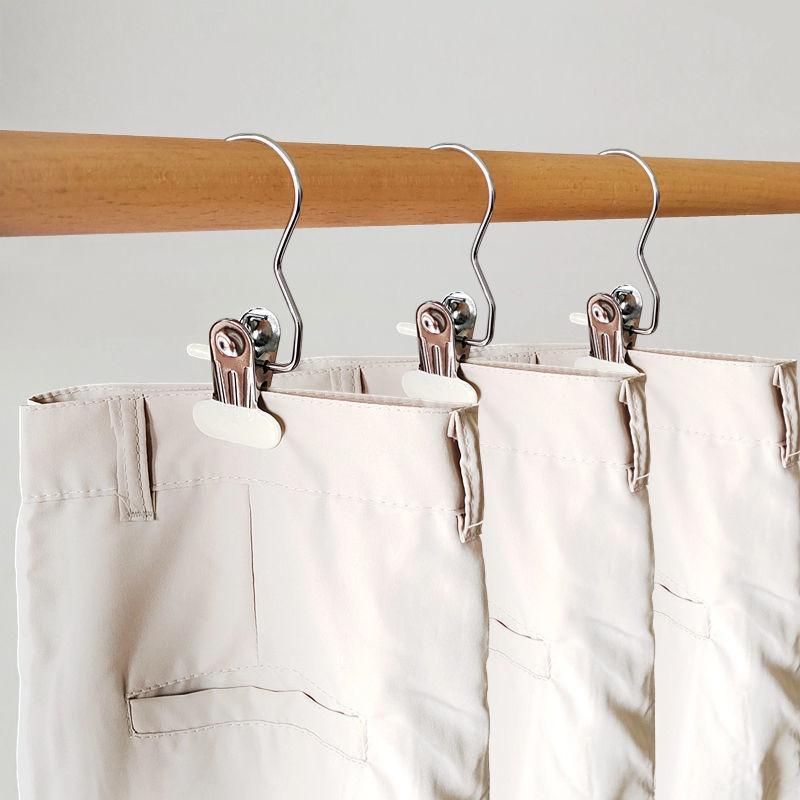 10 Pcks Multifunctional Clothes Pegs Clip Laundry Tongs Pants Hanger Dirty Laundry Basket Traceless Hat Hook Clothespin Storage
