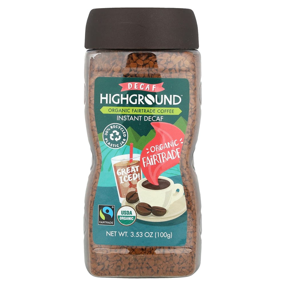 Highground Coffee Decaffeinated Instant Coffee, Medium Roast, 100g (3.53oz) 100g - 1 ea