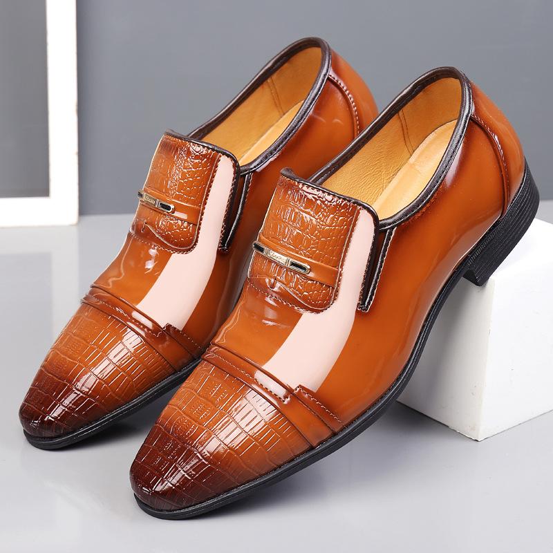 Italian Leather Shoes for Men Luxury Business Oxford Breathable Patent Formal Plus Size Man Office Wedding Flats Male Black Mens