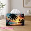 1pc 2d Flat-printed 17.78x10.92x12.95cm Tissue Box Tropical Palm Tree Sunset Ocean Beach Decorative Napkin Storage for the Living Room and Bedside Tab