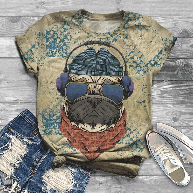 

New Women s 3D Round Neck Casual Loose T-shirt 6XL