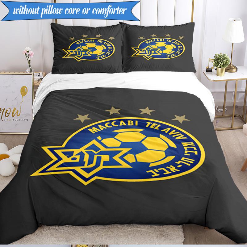 3PCS Maccabi Football Club Printed Soft Bedding Set,Including 1pc Duvet Cover And 2pcs Pillowcases Perfect for Bedroom, Dormitory, Fan gift