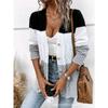 Women European American Lazy Style Striped V Neck Long Sleeve Knit Cardigan Sweater