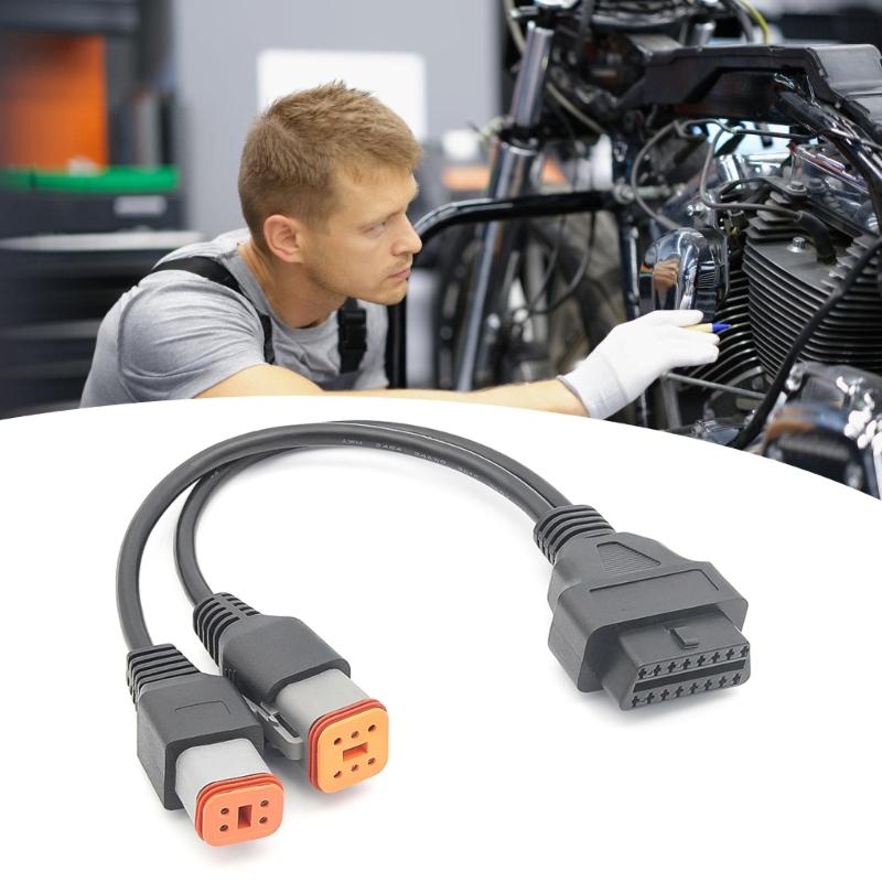 Motorrad OBD Diagnose-Scanner Kabeladapter für 6+4Pin Stecker Schnelles Datenübertragungswerkzeug Echtzeit-Datenübertragung