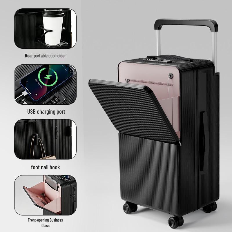 24-Inch Multifunctional Suitcase with Universal Wheels and New Lock System