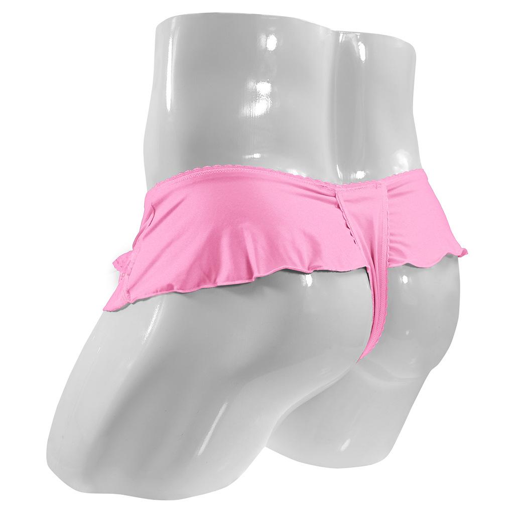 Ropa interior para hombre Sissy Braguita de Tanga con Volantes y Falda Nudo de Lazo Tiro Bajo G-String Bikini Briefs Falda Mini Plisada Skater Gay Ropa interior