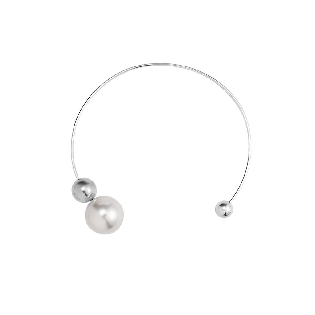 (Ssejrn)Ring Necklace Necklace Asymmetric Imitation Pearl Ball Bead Necklace Women Jewelry Gift