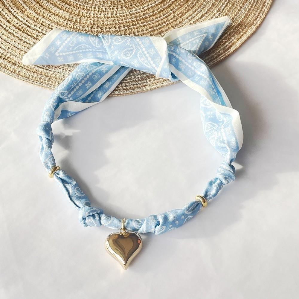 Handmade Bandana Scarf Necklace Lightweight Choker Necklace Gifts Heart Pendant  Daily Wear
