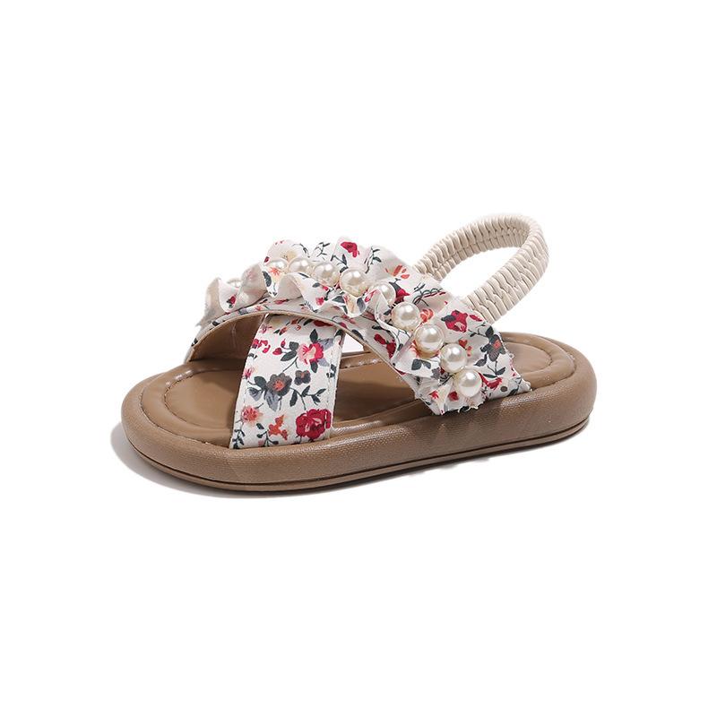 Girls Summer Soft Sole Princess Sandals With Bowknot Floral Pastoral Fashionable Children Shoes For Kids
