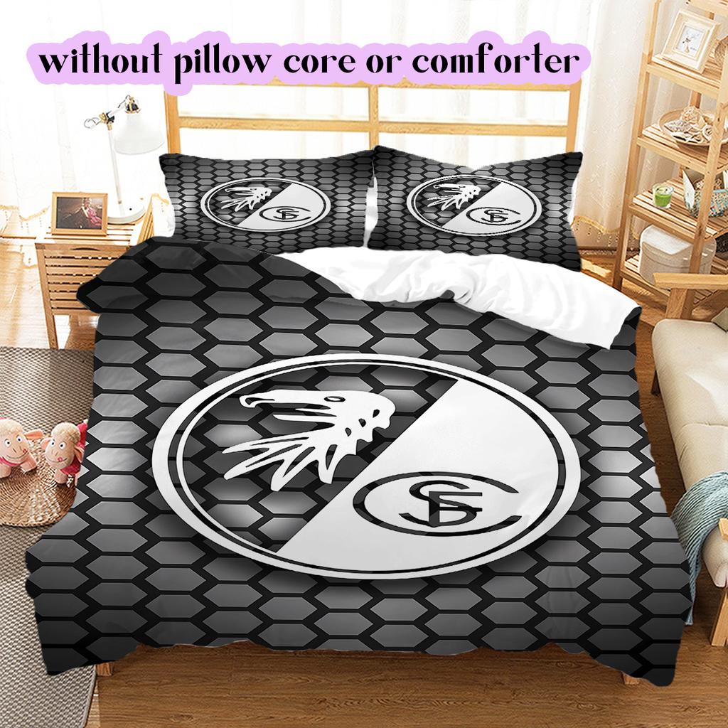 SC Freiburg Pattern Bedding Quilt Set Quilt Cover Pillowcase Home Decoration Birthday Gift (1 * duvet cover + 2 * pillowcase, without core)