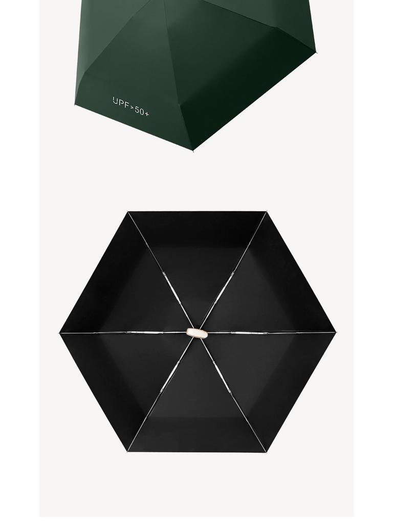 Compact Dual-Use Umbrella: Ultra-Light, Black Glue Sun Protection, Pocket-Sized, Portable, Mini Five-Fold Umbrella for Rain or Shine.