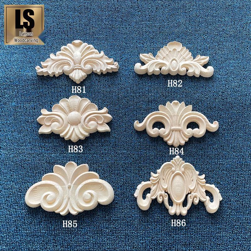 Dongyang Lansen Solid Wood Carved Flower Door and Cabinet Decorations Model H82 15x7cm