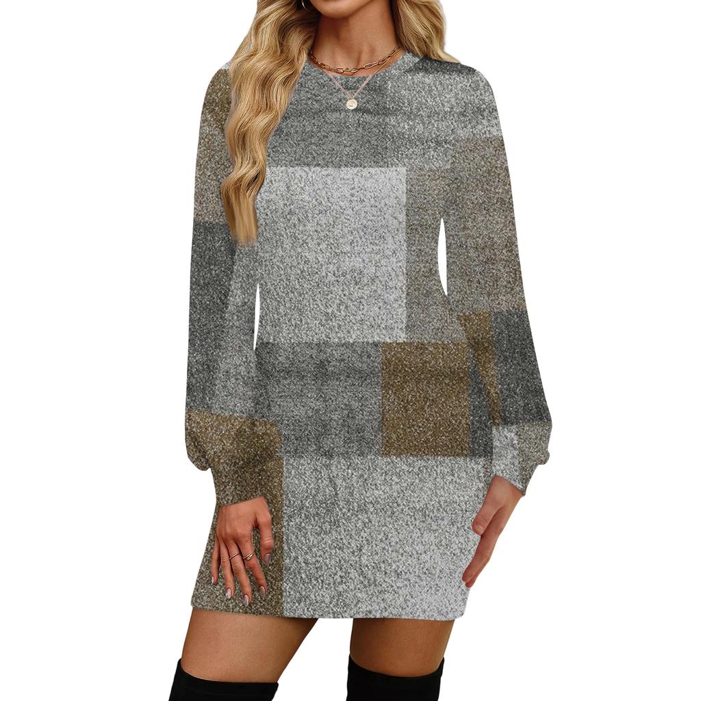 Women's Fashion Casual Round Neck Long-Sleeve Dress