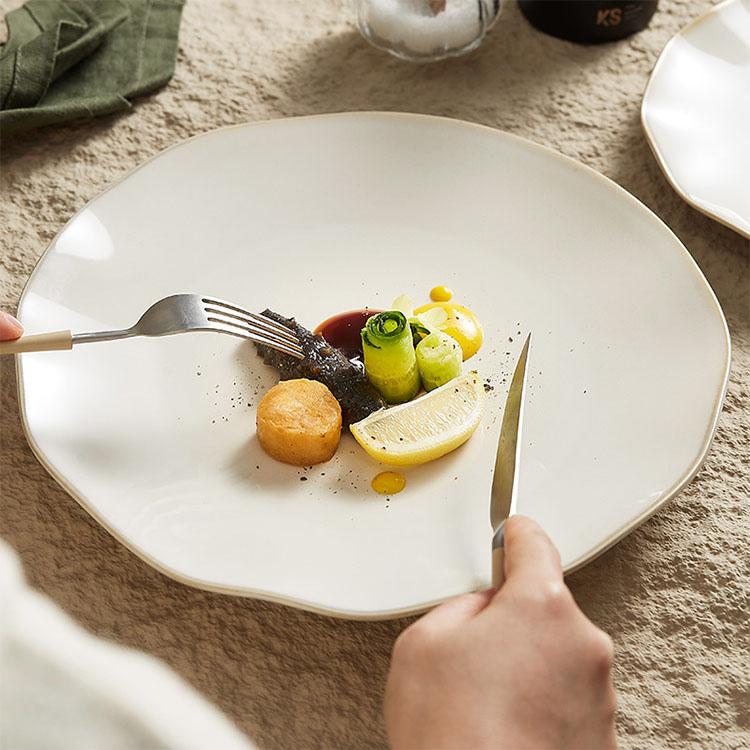 Ceramic Straw Hat Dish Dinner Plates Restaurant Hotel Unique Irregular White Diner Plates Porcelain Dish