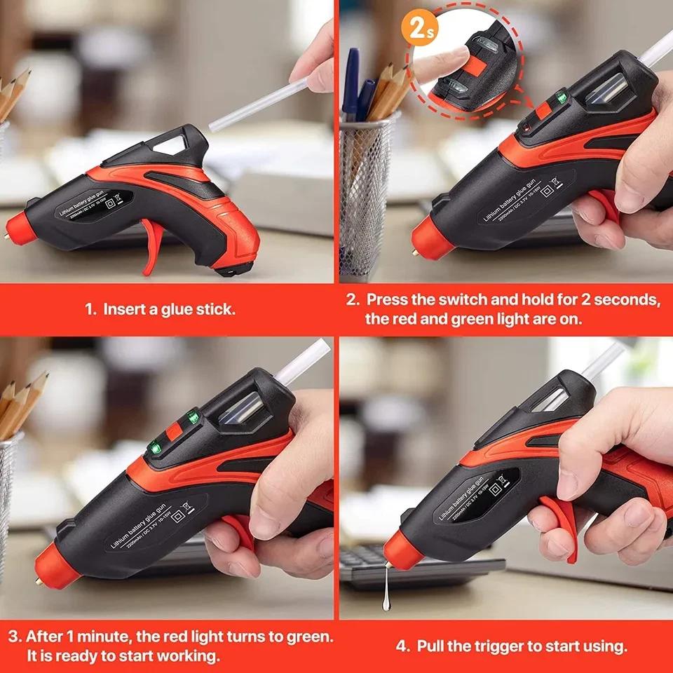 Rechargeable Cordless Mini Hot Melt Glue Gun Kit with 30 Glue Sticks Fast Preheating For Crafting DIY Repair Glue Gun Tools