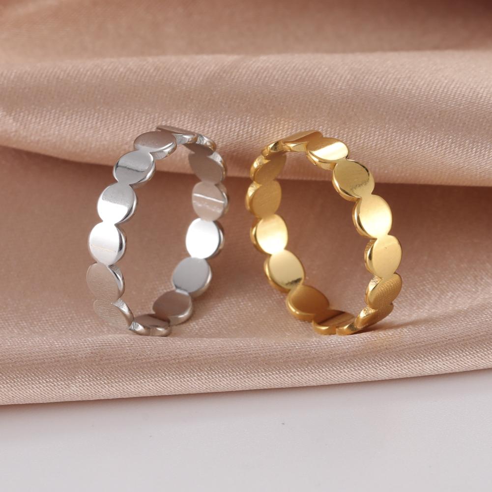 Geometric Round Minimalist Rings for Women Gold Stainless Steel Ring Wedding Party Jewelry