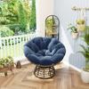 Comfortable Wicker Papasan Chair, 360 degrees Swivel Indoor Outdoor with Soft Thick Cushion, Ideal for Living Room, Brown Frame