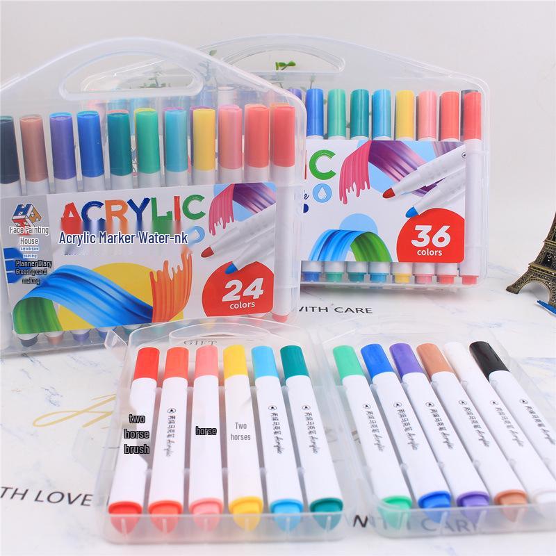 Su Geçirmez Katmanlanabilir Akrilik Boya Kalemleri - Kumaş, Seramik, Ahşap, Taş ve Sulu Boya Sanatı İçin Çocuk Seti