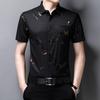 Summer Men's Floral Half Sleeved Shirts Ice Silk No Ironing Men's Fashion Short Sleeved Shirt Lapel Flower Shirt